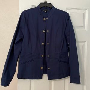 INC International Concepts navy blue military style blazer with snap closures